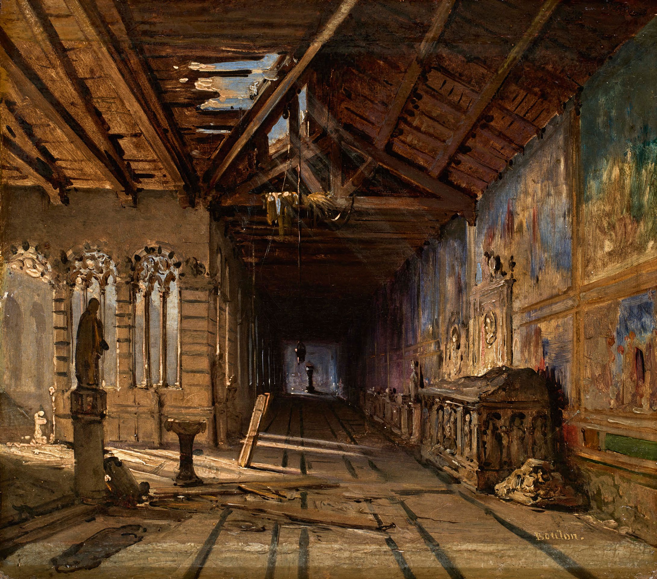 CHARLES MARIE BOUTON — Vue du Camposanto de Pise en ruine, vers 1829–1830