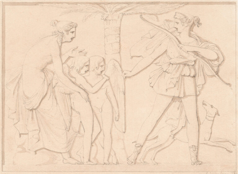 Bernard-Gabriel SEURRE (1795-1867) — Vénus entourée d’amours ailés reçoit les plaintes de Diane, 1821