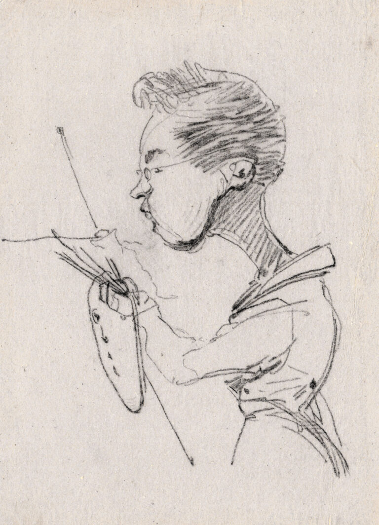 Théodore GÉRICAULT (1791-1824) — Portrait-charge d’Eugène Lami, vers 1818-1819