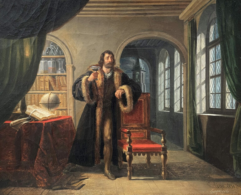 Charles-Louis SALIGO (1804-1874) — Faust, au moment de s'empoisonner, est frappé par le son des cloches de Pâques (Goethe), 1831