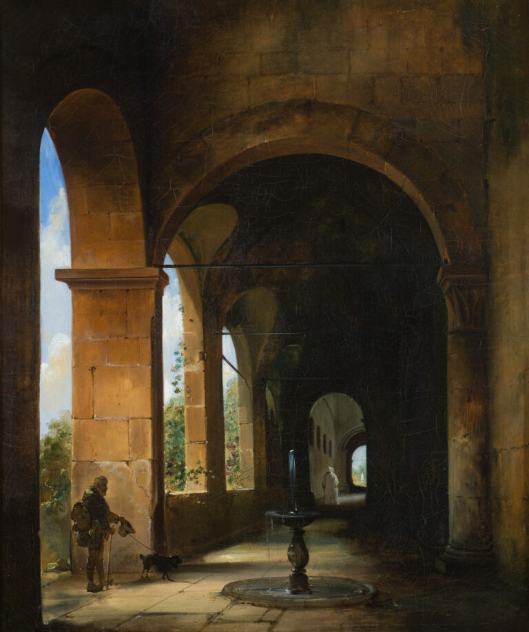 Charles-Caïus RENOUX (1795-1846) — Aveugle et son chien à l'entrée d'un cloître, 1838