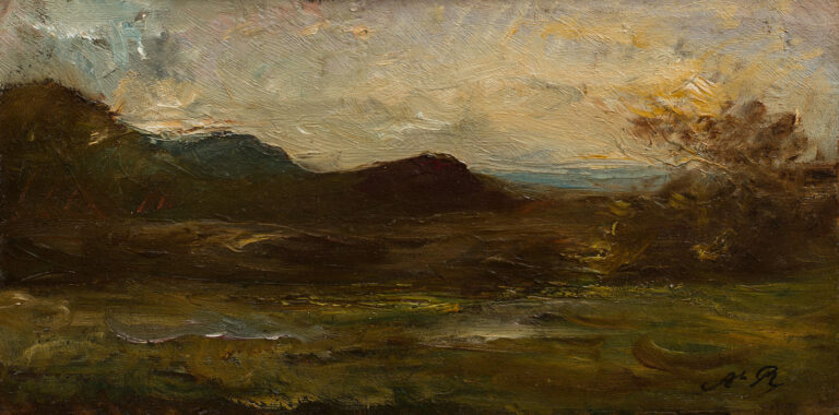François-Auguste RAVIER (1814-1895) — Paysage d'Italie, Effets de lumière au coucher du soleil, vers 1860