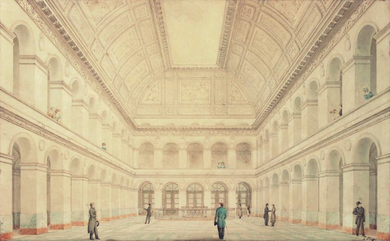 Jacques-Louis de LA HAMAYDE de SAINT-ANGE, dit SAINT-ANGE (1780-1860) — Vue intérieure du Palais Brongniart, vers 1827