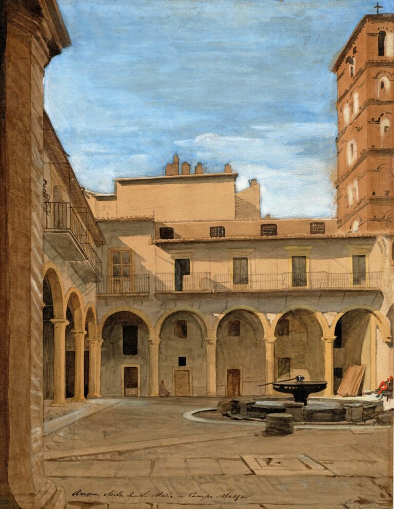 Jacques François Camille CLÈRE (1825-1919) — Ancien cloître de Santa Maria in campo Marzio à Rome, vers 1855-1860