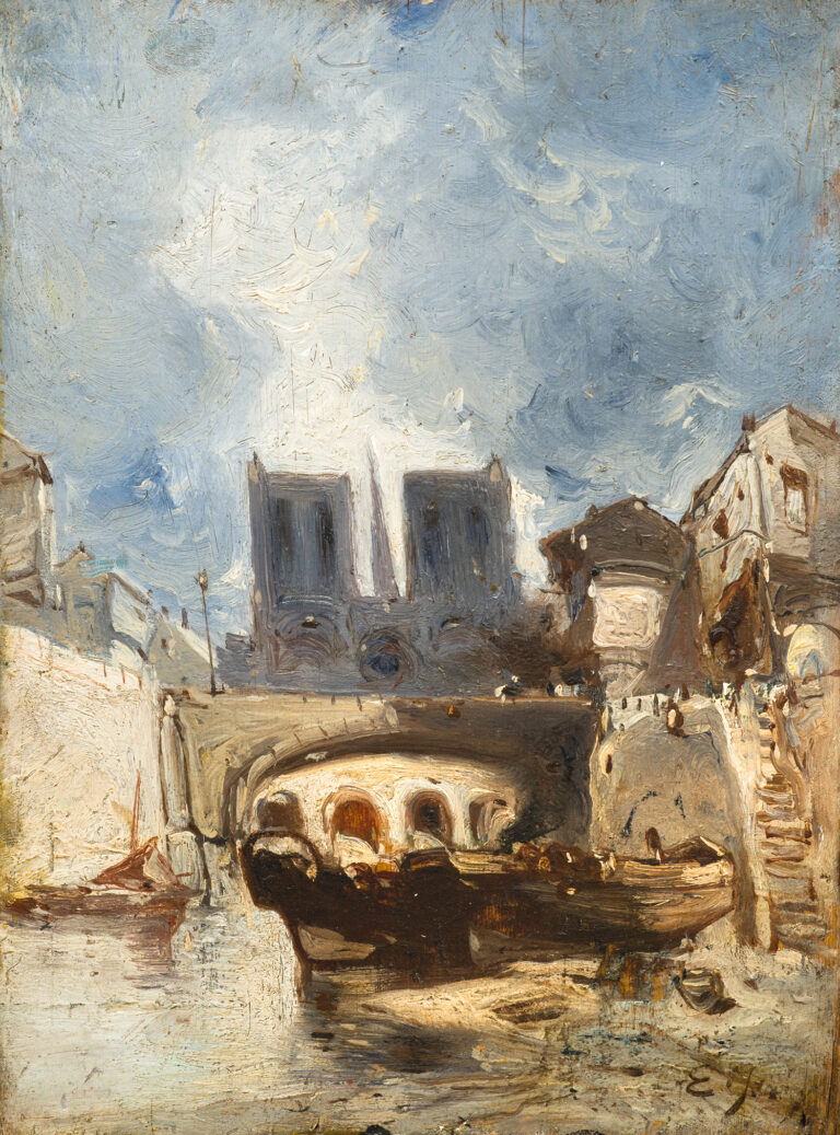 Eugène DESHAYES (1828-1891) — Paris, Le pont de Notre-Dame