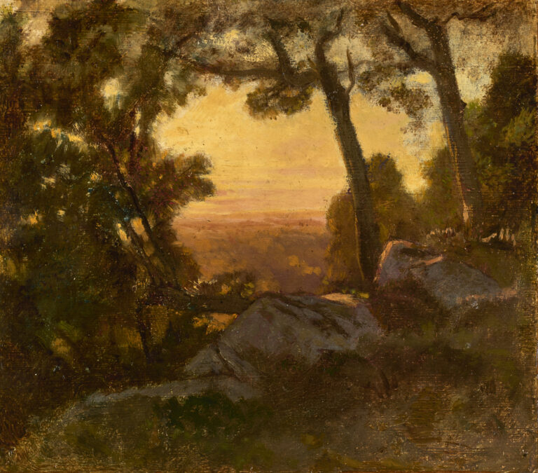 Auguste ANASTASI (1820-1889) — Soleil couchant, plateau de Belle-Croix, Fontainebleau,