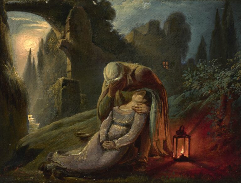 Claude BONNEFOND (1796-1860) — Scène romantique, la Mort d’Élodie, vers 1830