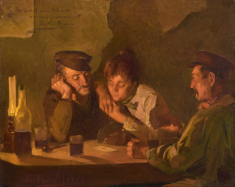 Victor Blaise MARREC, dit Victor MAREC (1862-1920) — La Partie de cartes, vers 1890