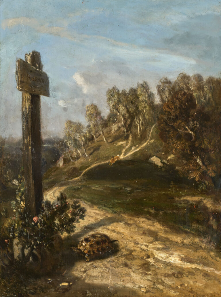 Philippe François ROUSSEAU (1816-1887) — Le Lièvre et la Tortue, avant 1858